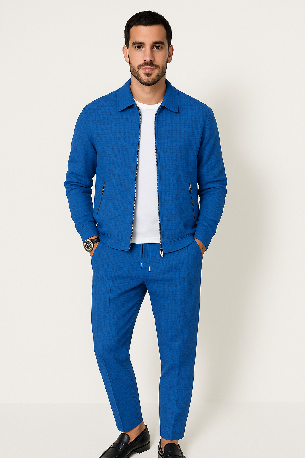 Martin Waffle Knit Set Blue