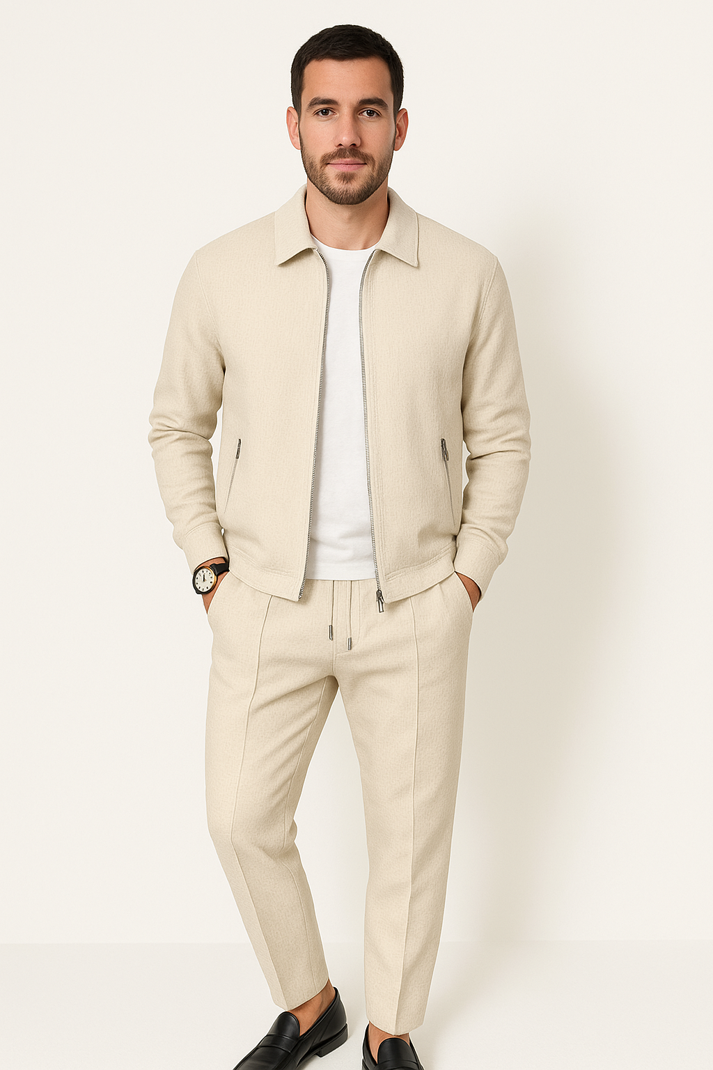 Martin Waffle Knit Set Beige