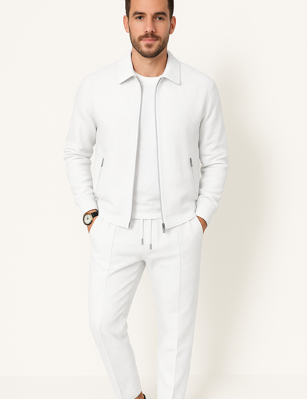 Martin Waffle Knit Set White
