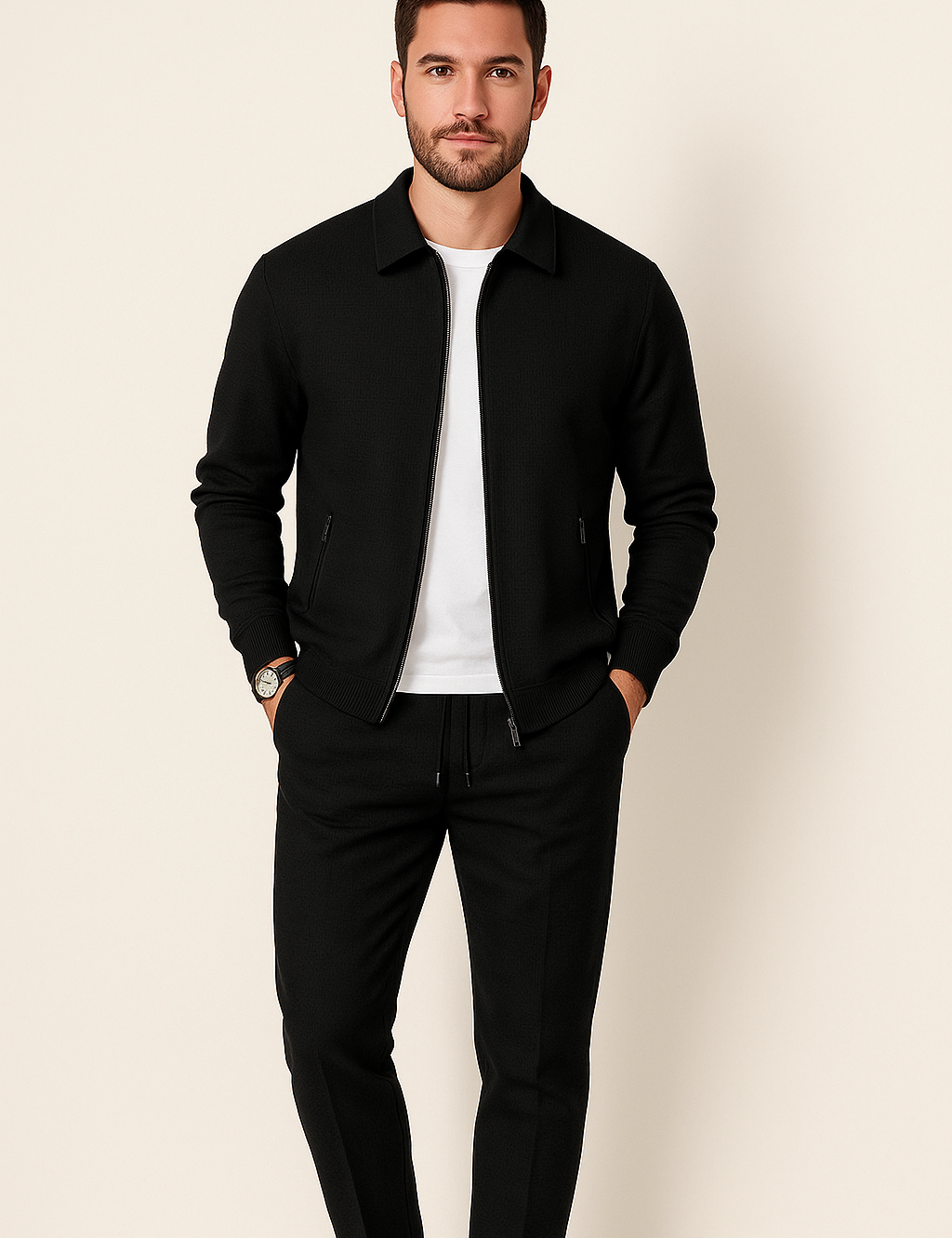Martin Waffle Knit Set Black