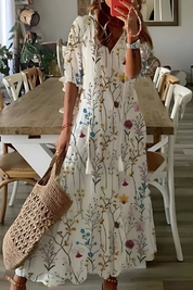 Noelle Printed Dress - Elegant Flowing Style for Every Occasion White
