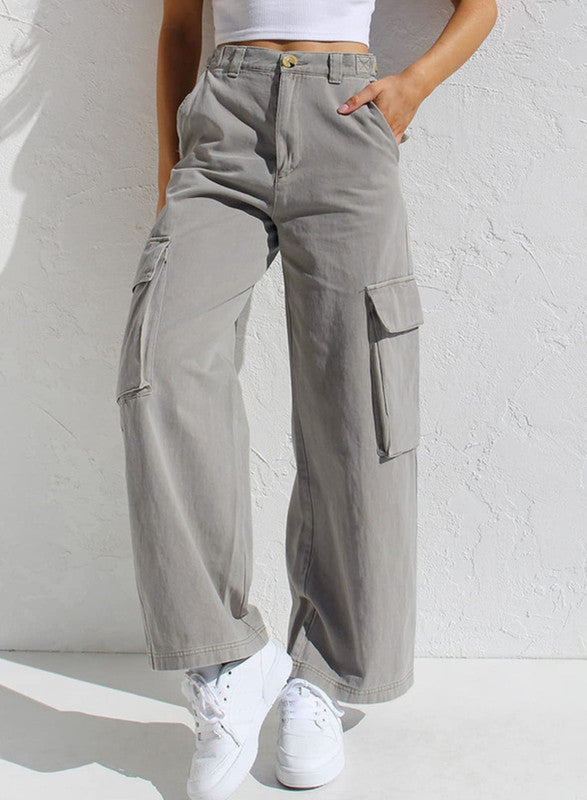 Corrine Oversized Cargo Trousers Grey