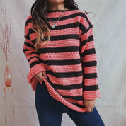 Freya Striped Knit Sweater - Timeless Design for Effortless Style Pink