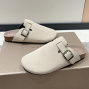 Enrico Buckle Slip-On Clogs Khaki