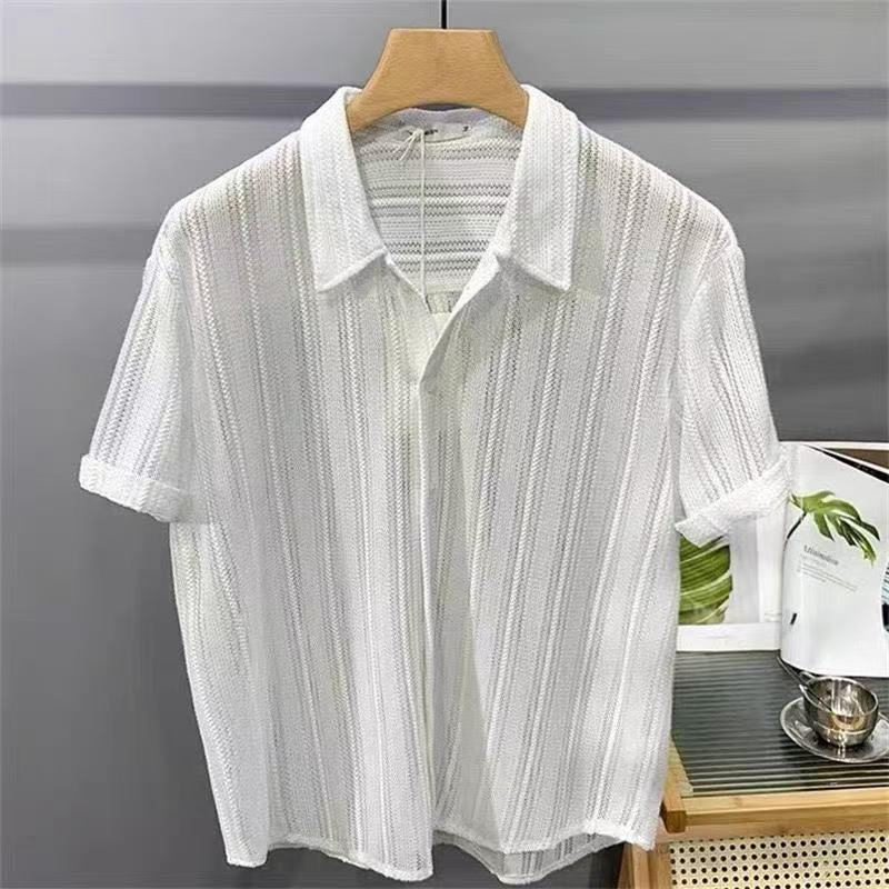 Lennart Short Sleeve Knitted Shirt White