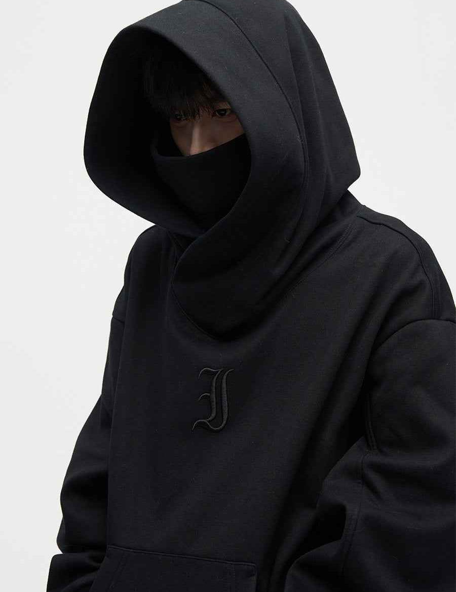 Uffe Double Neckline Ninja Hoodie - Stylish and Versatile Comfort Black