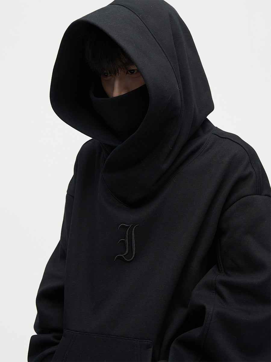 Uffe Double Neckline Ninja Hoodie - Stylish and Versatile Comfort Black