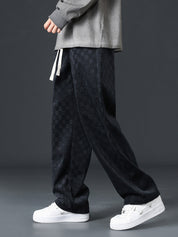 Check Pattern Alford Drawstring Pants Black