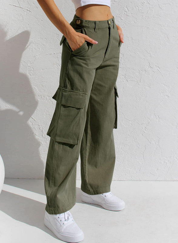 Corrine Oversized Cargo Trousers Green