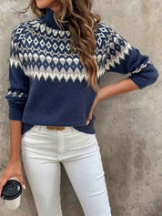 Giyann Cozy Turtleneck Jumper with Jacquard Knit for Ultimate Comfort