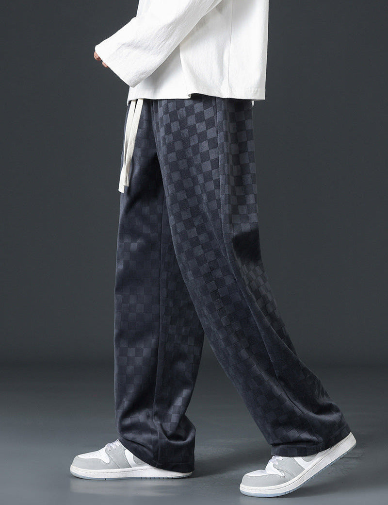Check Pattern Alford Drawstring Pants Blue