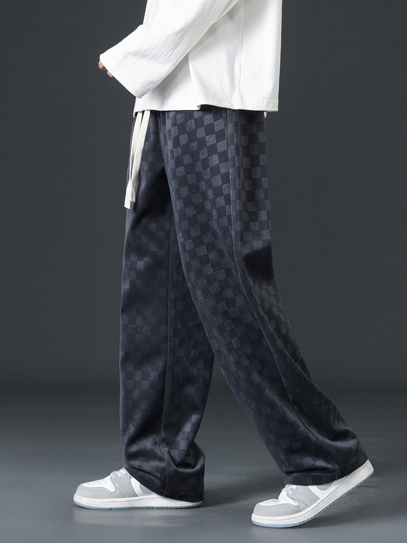 Check Pattern Alford Drawstring Pants Blue