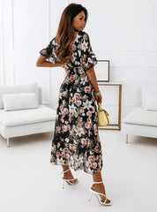 Saskia V-Neck Floral Print Dress