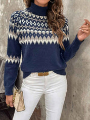 Giyann Cozy Turtleneck Jumper with Jacquard Knit for Ultimate Comfort