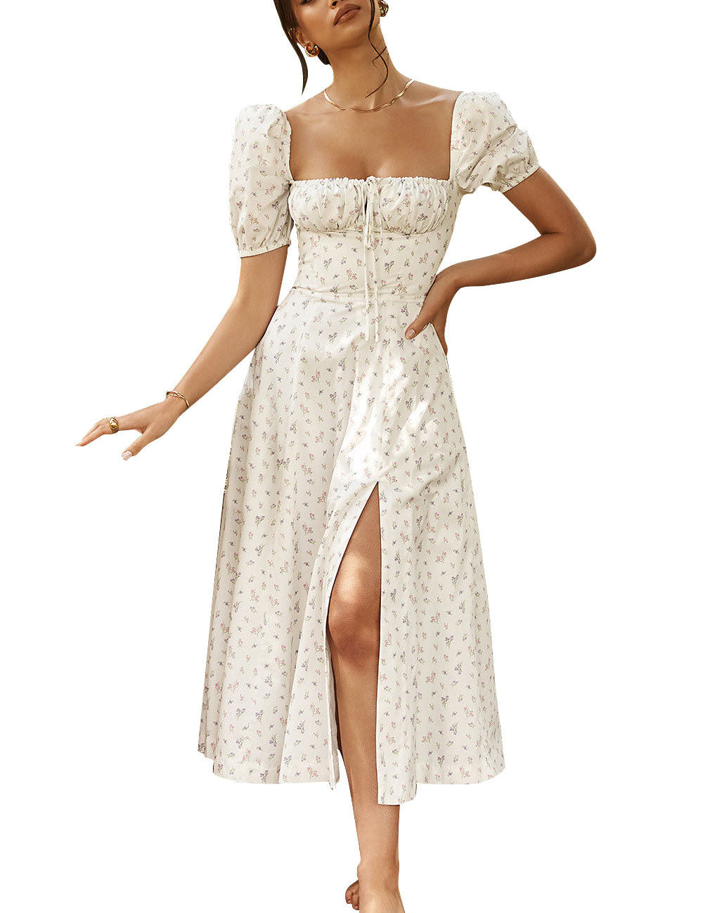 Square Neckline Daniela Midi Dress