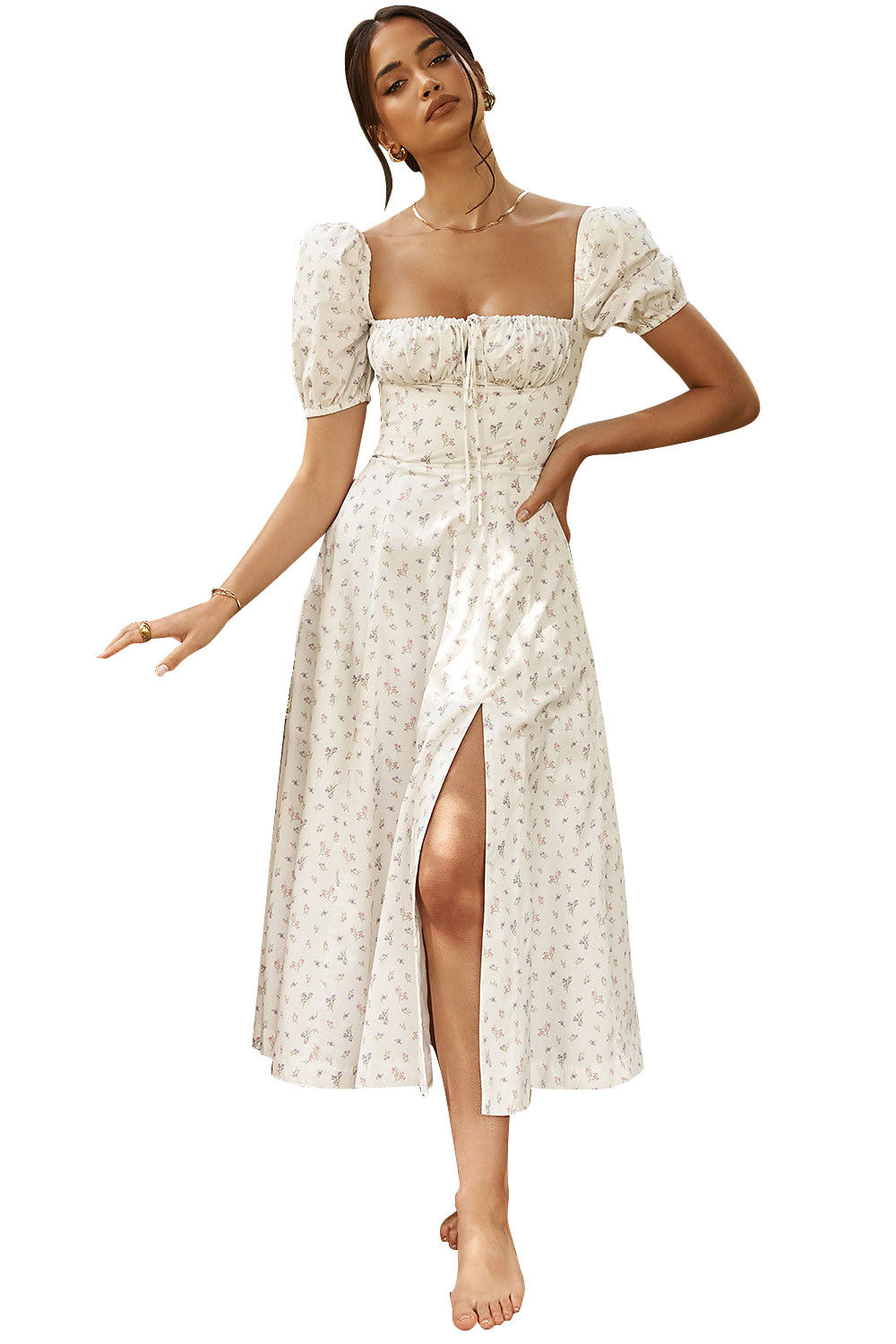 Square Neckline Daniela Midi Dress