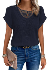 Valentina Round Neck Shirt Navy Blue