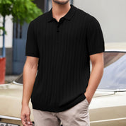 Isaak Short Sleeve Ribbed Polo Black