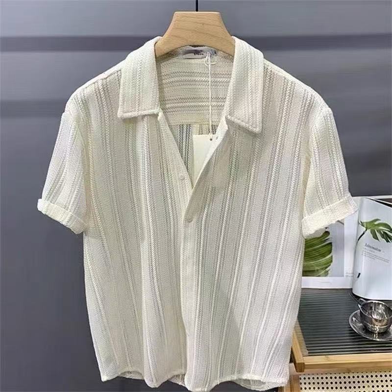 Lennart Short Sleeve Knitted Shirt Beige