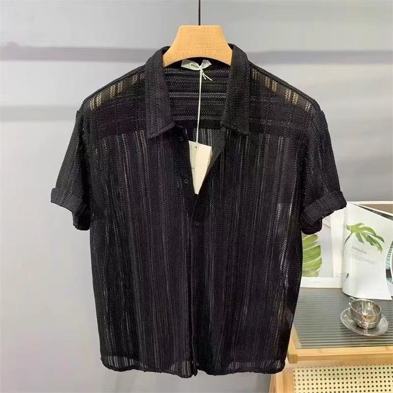 Lennart Short Sleeve Knitted Shirt Black