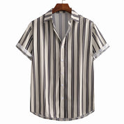 Bence Striped Short-Sleeve Shirt Beige