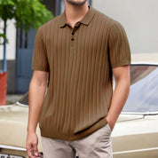 Isaak Short Sleeve Ribbed Polo Brown