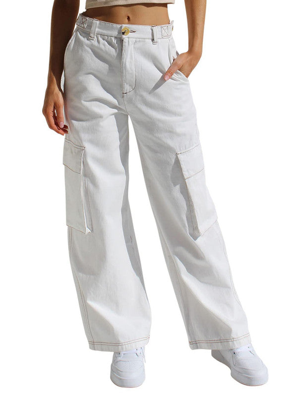 Corrine Oversized Cargo Trousers Beige