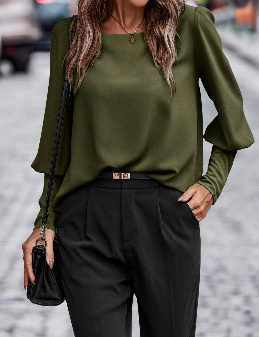 Britta - Long Sleeve Blouse Green