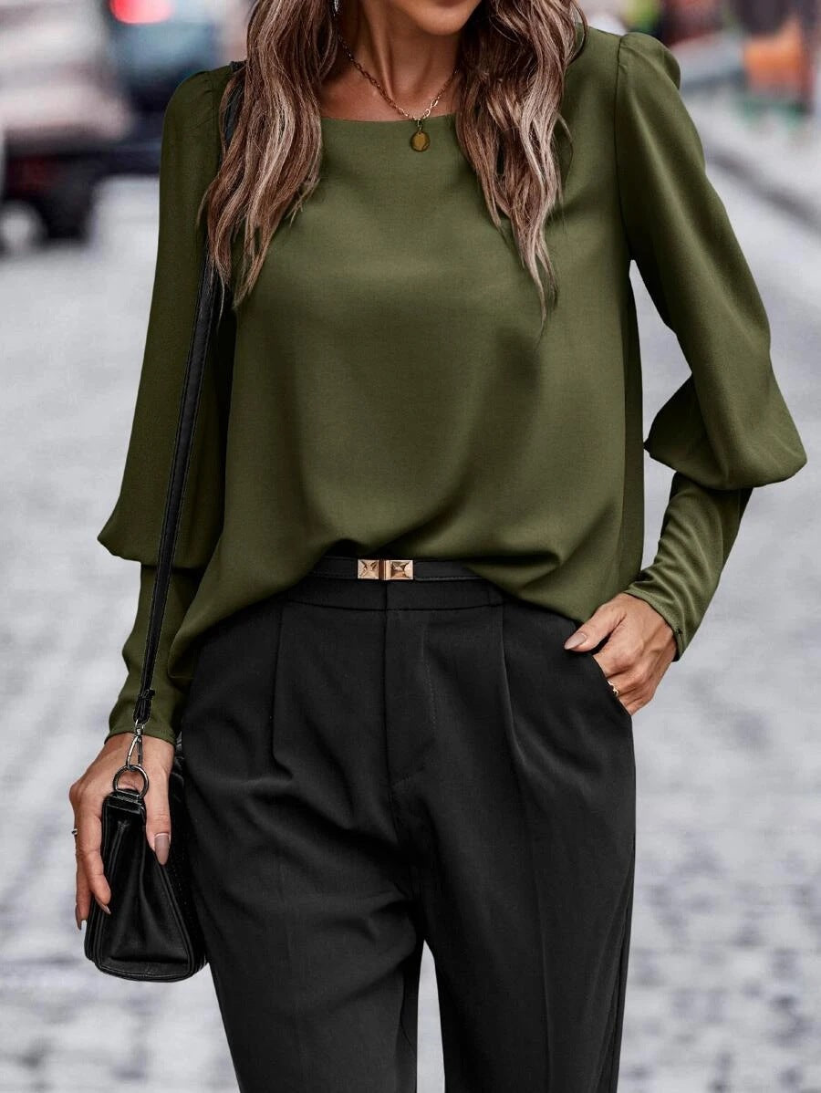 Britta - Long Sleeve Blouse Green