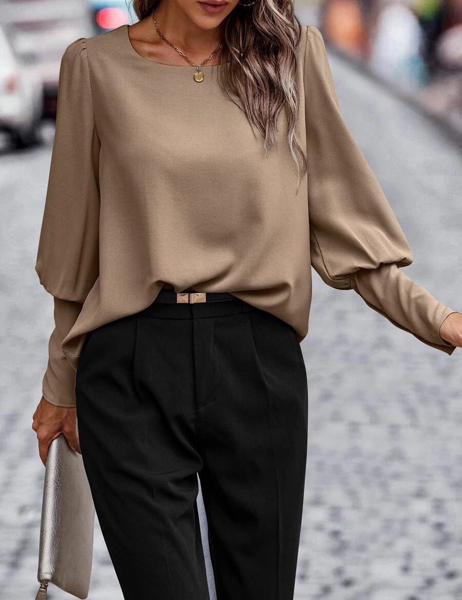 Britta - Long Sleeve Blouse Brown