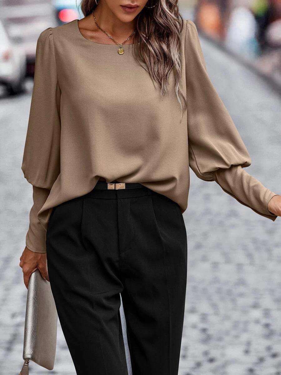 Britta - Long Sleeve Blouse Brown
