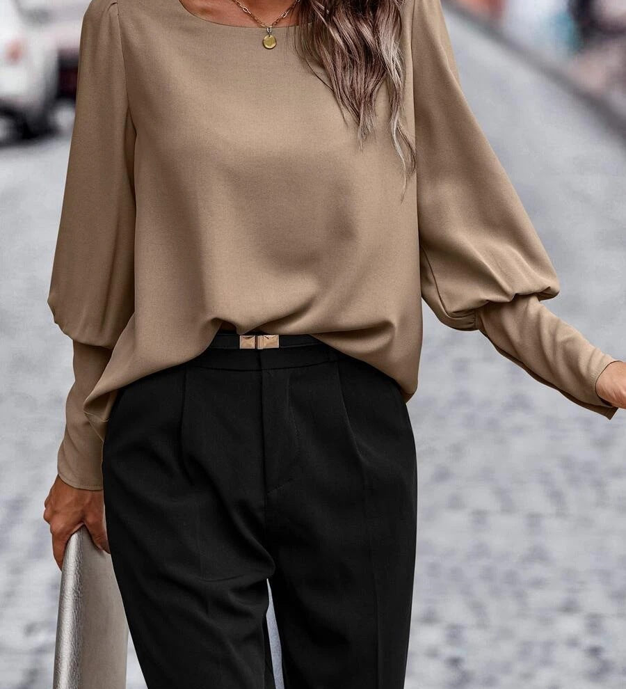 Britta - Long Sleeve Blouse Brown