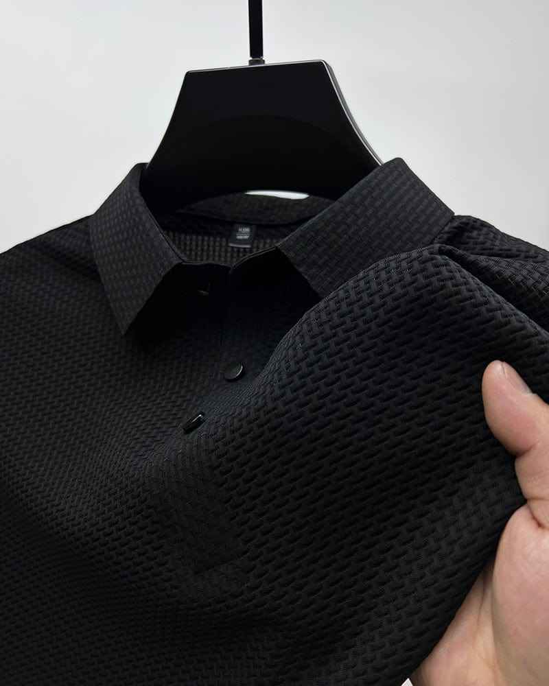 Morten Men's Mesh Polo Shirt - Elevate Your Casual Elegance Black