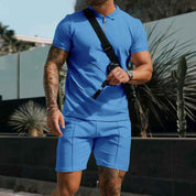 Kilian Polo Zipper Shorts Set for Ultimate Comfort and Style Light Blue