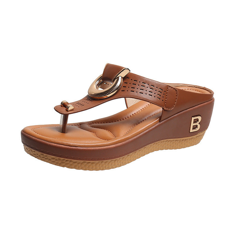 Alberte Elevated Wedge Sandals Brown