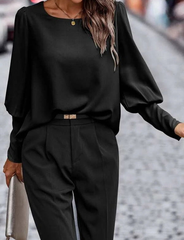 Britta - Long Sleeve Blouse Black