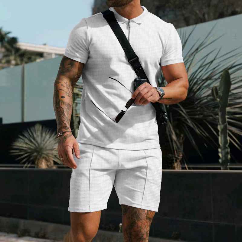 Kilian Polo Zipper Shorts Set for Ultimate Comfort and Style White