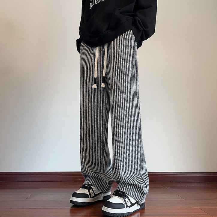 Herringbone Relaxed Sweatpants With Wide Leg Silhouette