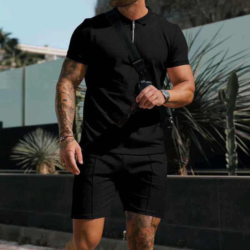 Kilian Polo Zipper Shorts Set for Ultimate Comfort and Style Black