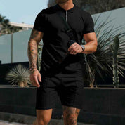 Kilian Polo Zipper Shorts Set for Ultimate Comfort and Style Black