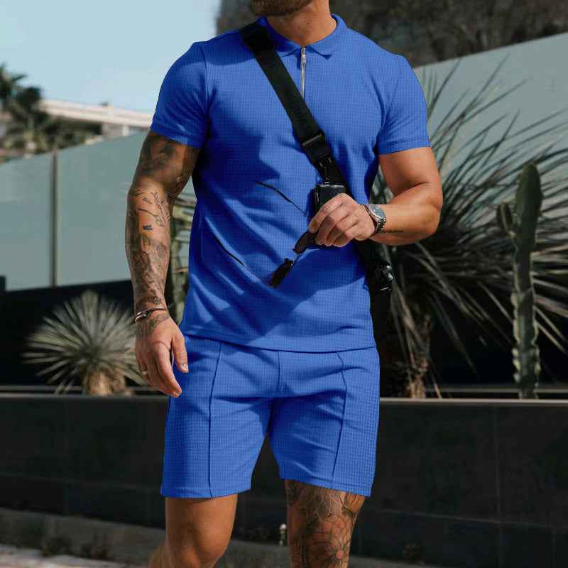 Kilian Polo Zipper Shorts Set for Ultimate Comfort and Style Blue