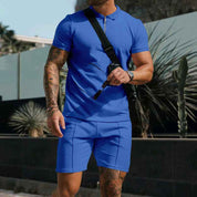 Kilian Polo Zipper Shorts Set for Ultimate Comfort and Style Blue