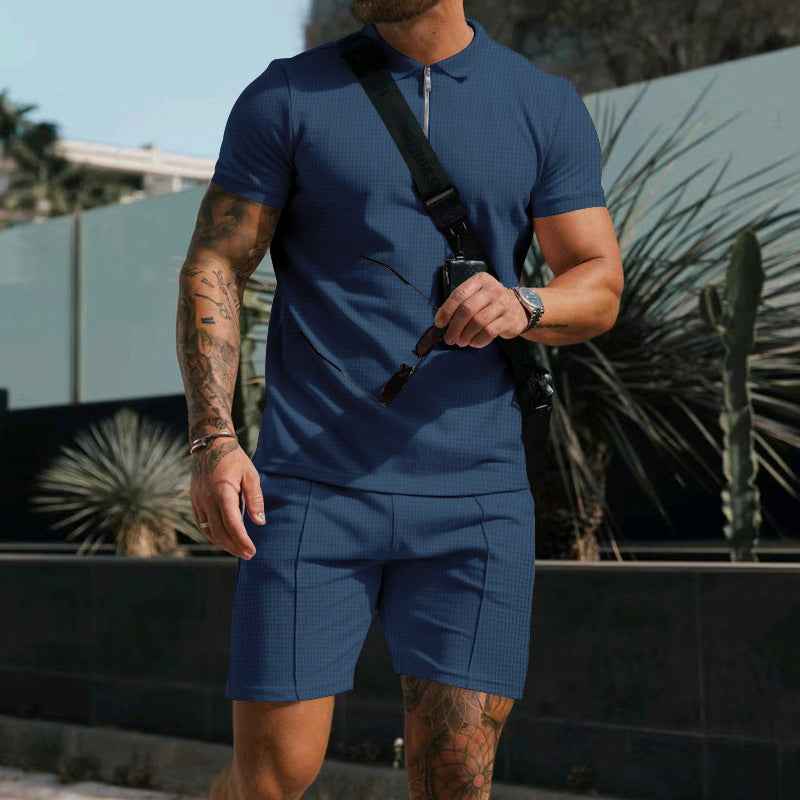 Kilian Polo Zipper Shorts Set for Ultimate Comfort and Style Dark Blue