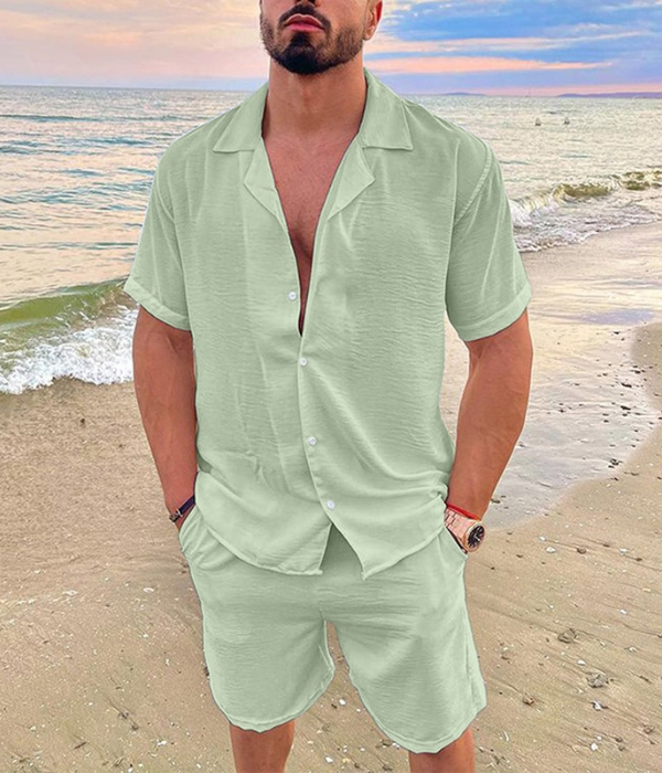 Julian Short Sleeve Shirt and Shorts Ensemble Green