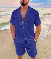 Julian Short Sleeve Shirt and Shorts Ensemble Blue