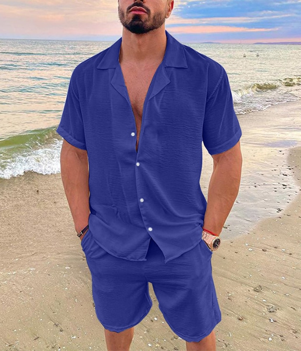 Julian Short Sleeve Shirt and Shorts Ensemble Blue