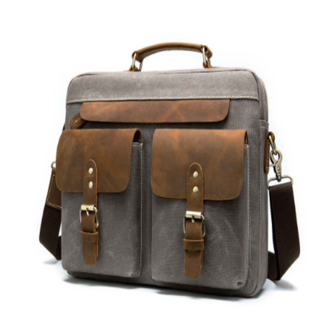 Tyrell Vintage Shoulder Bag with Secure Front Pockets Grey One Size