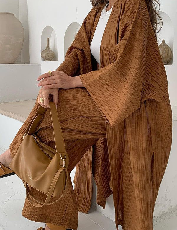 Lilly Cozy Cardigan and Trouser Set - Perfect for Comfort and Style Brown