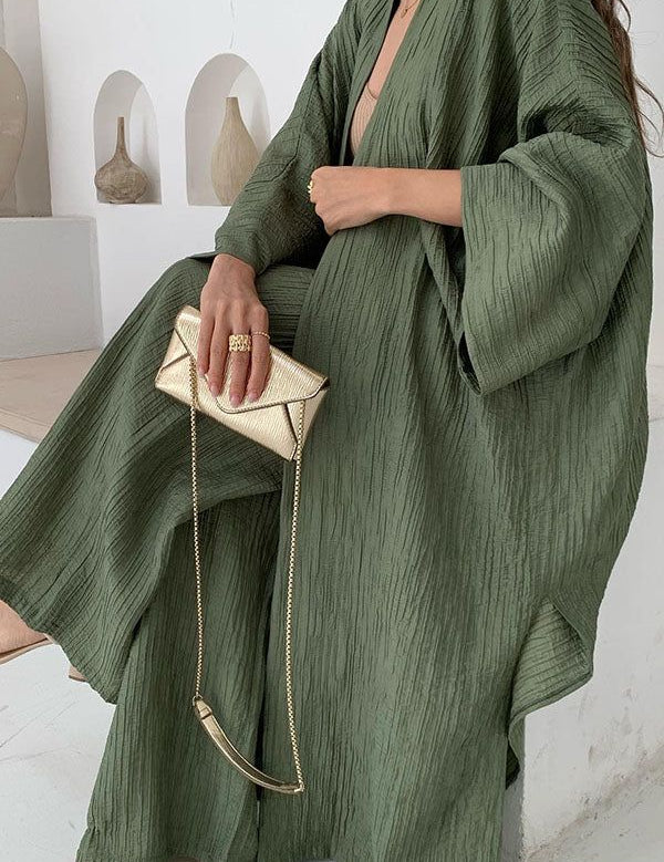 Lilly Cozy Cardigan and Trouser Set - Perfect for Comfort and Style Green