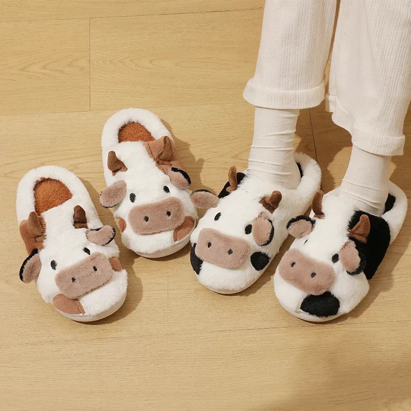 Plush-Lined Amelie Cow Slippers